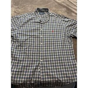 Ralph Lauren Classic Fit Plaid Short Sleeve Button Down Shirt Men Size 2XLT
